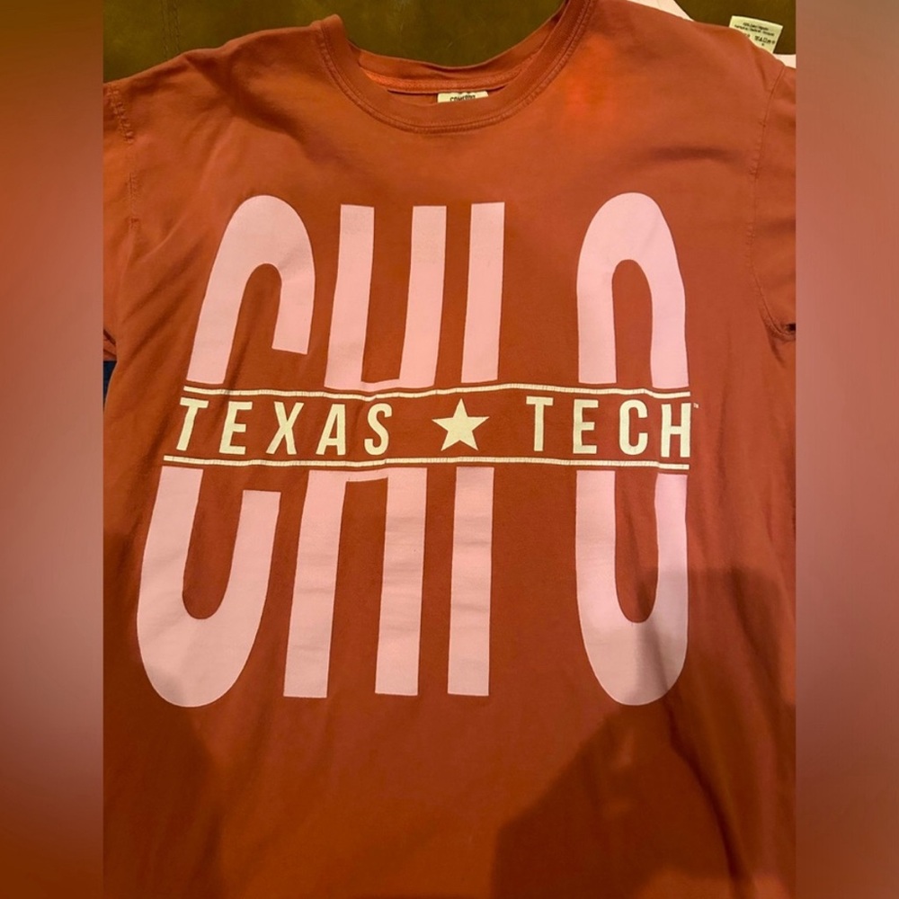Texas tech ChiO T-Shirt comfort colors medium dark salmon short sleeve chi omega